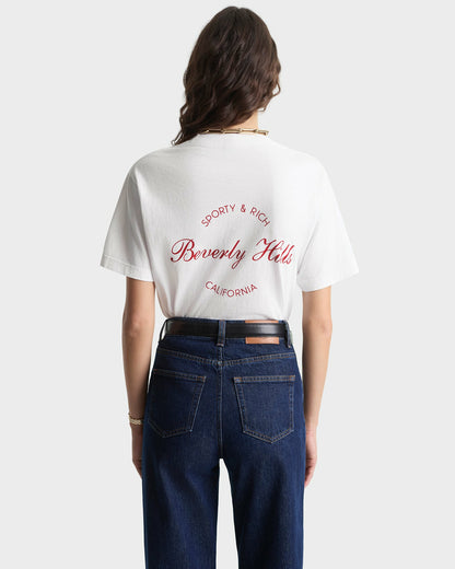 Beverly Script T-Shirt - White/Ruby