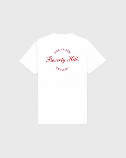 Beverly Script T-Shirt - White/Ruby