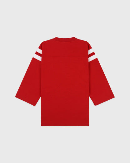 California Emblem Long Football Tee - Ruby/White