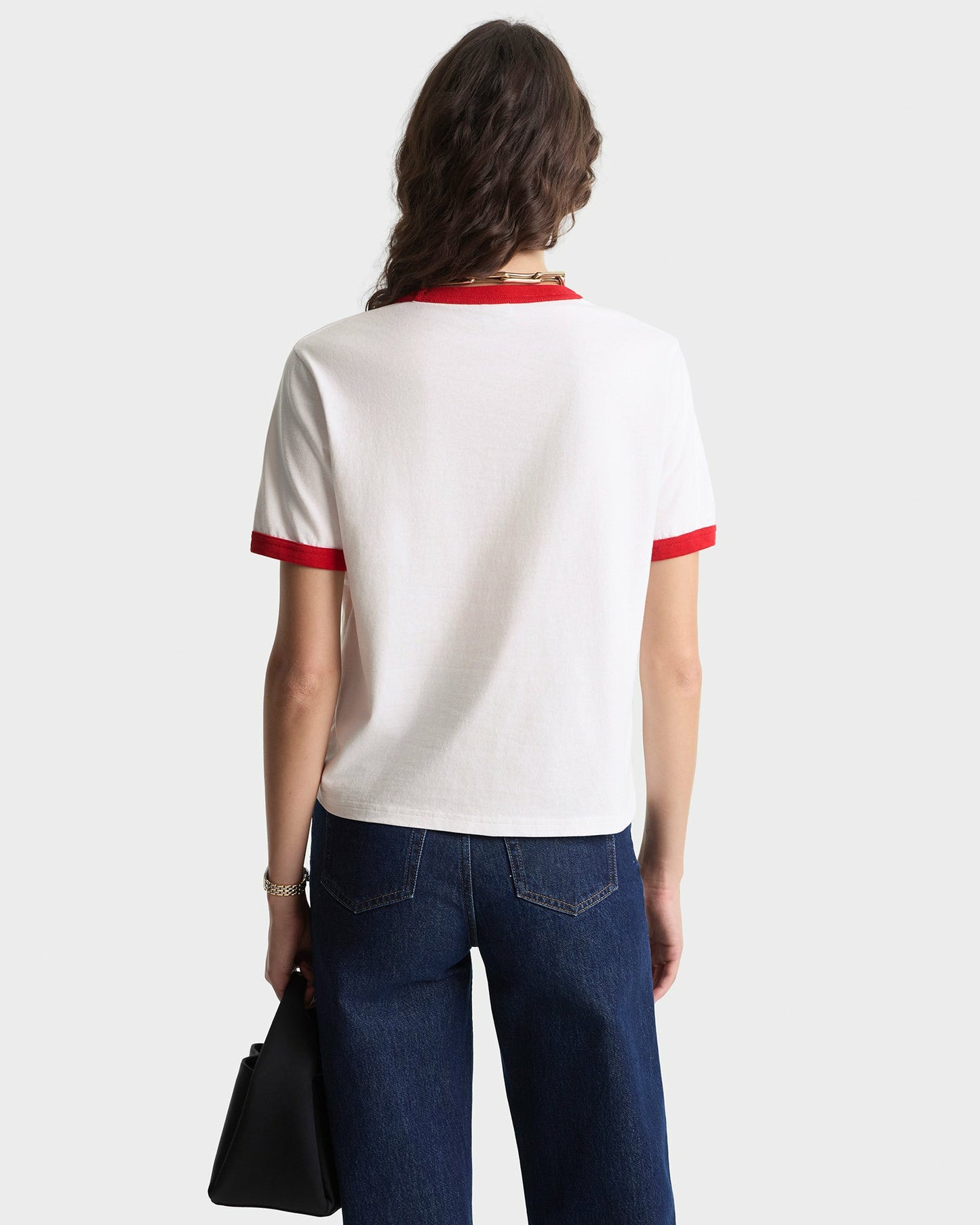 California Emblem Ringer Tee - White/Ruby