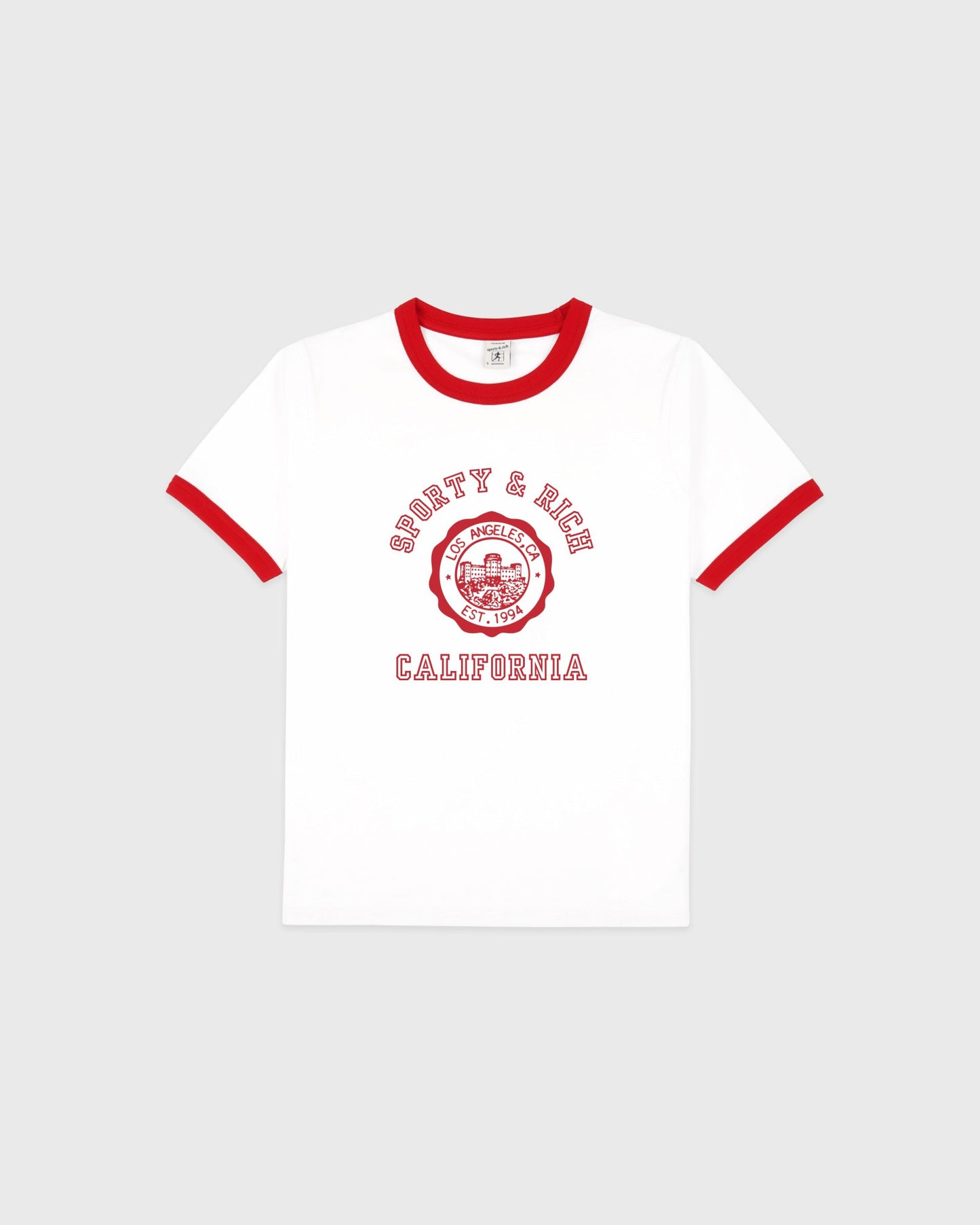 California Emblem Ringer Tee - White/Ruby