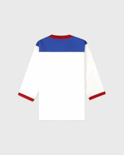 Wellness 94 Long Football Tee - White/Ruby/Team Blue