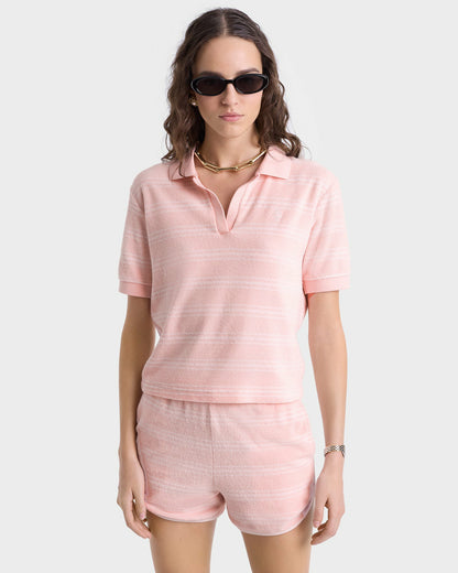 SRC Terry Polo - Pink Dolphin Striped