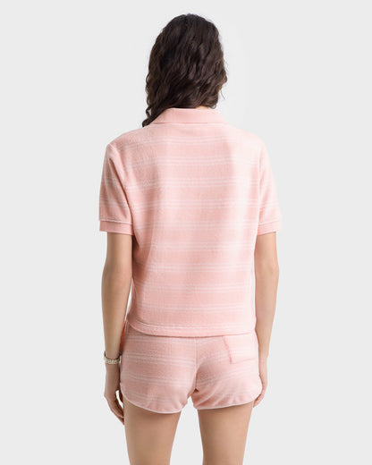 SRC Terry Polo - Pink Dolphin Striped