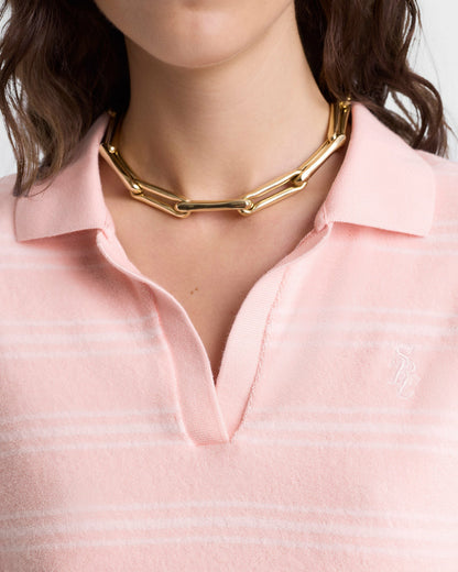 SRC Terry Polo - Pink Dolphin Striped
