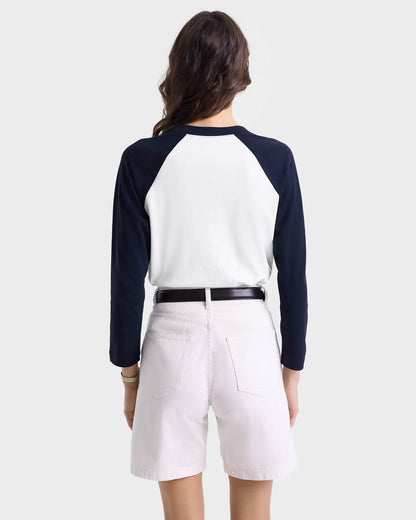 Wellness Club Baseball Tee - White/Navy
