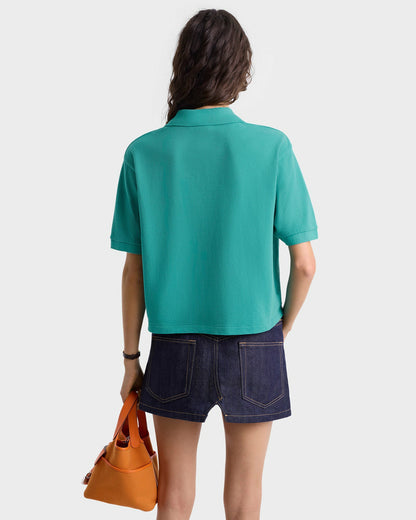 H&W Crest Pique Polo - Spring Green/White