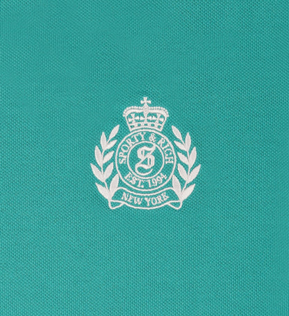 H&W Crest Pique Polo - Spring Green/White