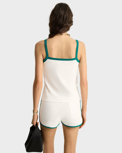 Crown Tennis Pique Tank - White/Alpine