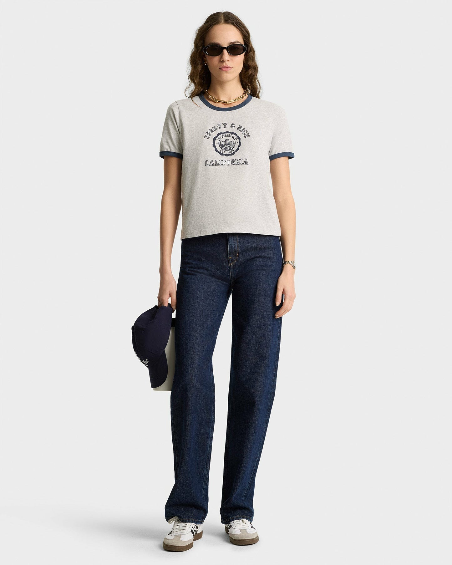 California Emblem Soft Ringer Tee - Heather Gray/Navy