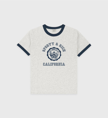 California Emblem Soft Ringer Tee - Heather Gray/Navy