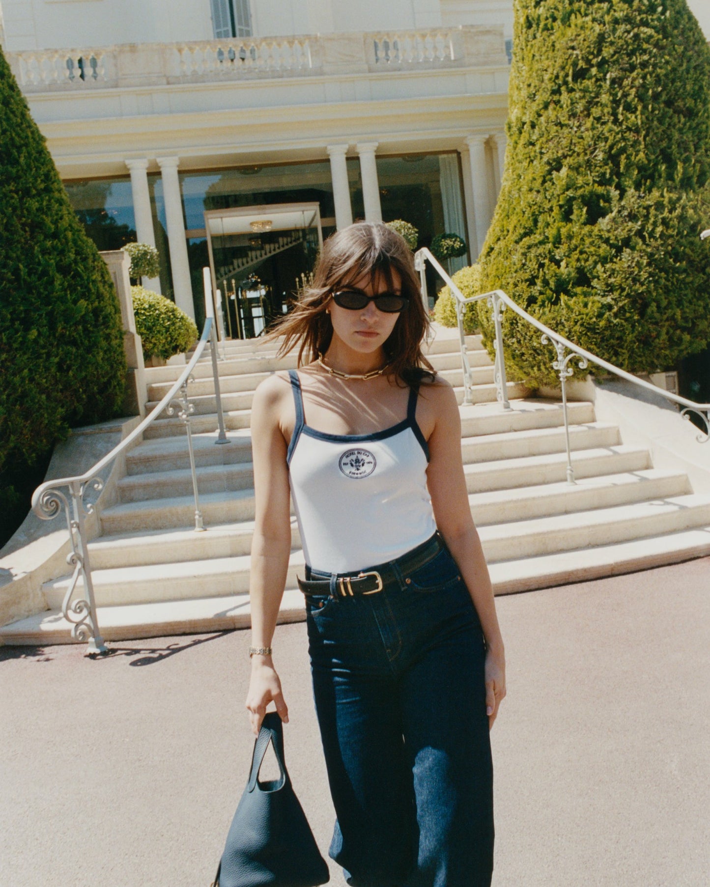 Eden Crest Embroidered Pique Tank - White/Navy