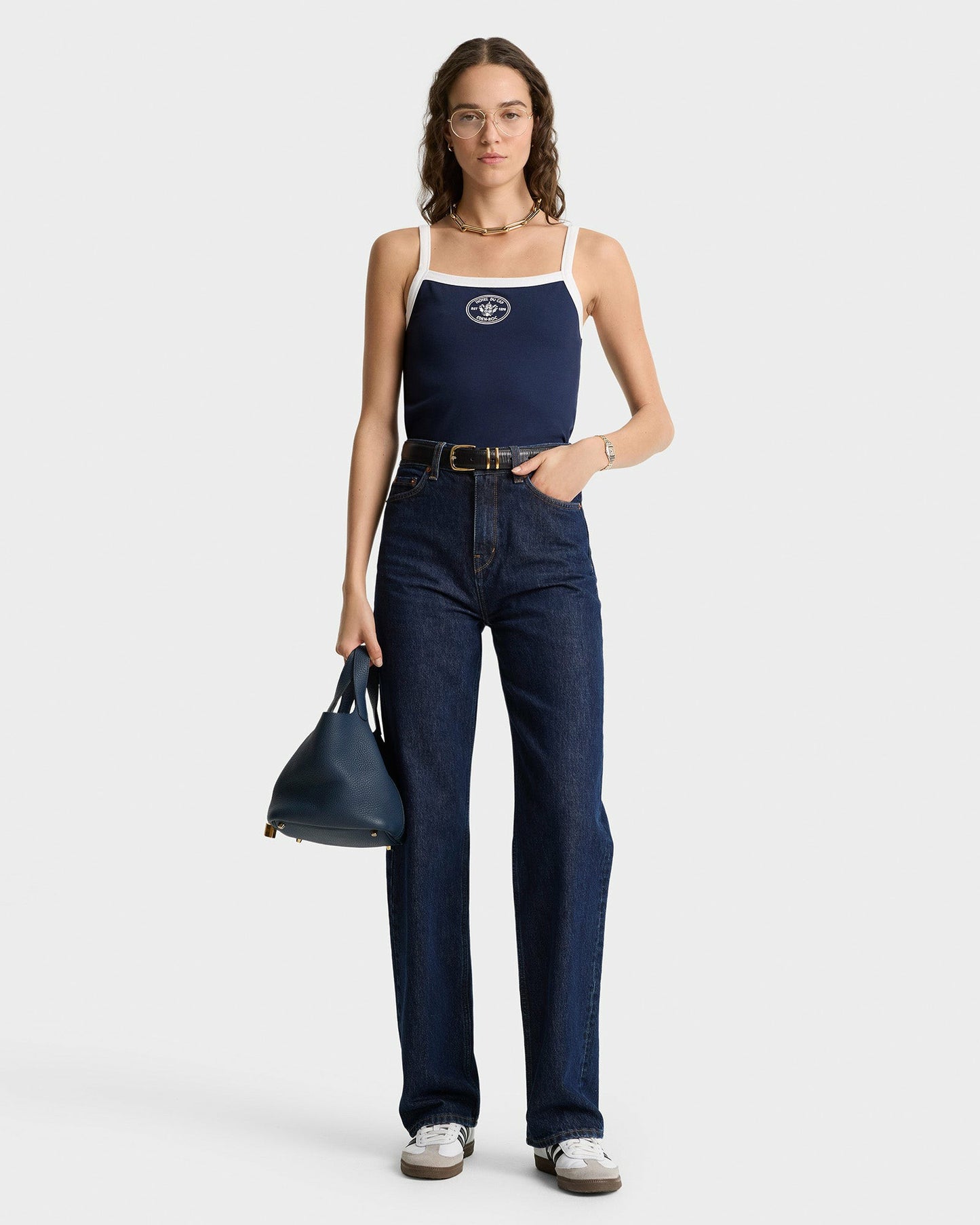 Eden Crest Embroidered Pique Tank - Navy/White