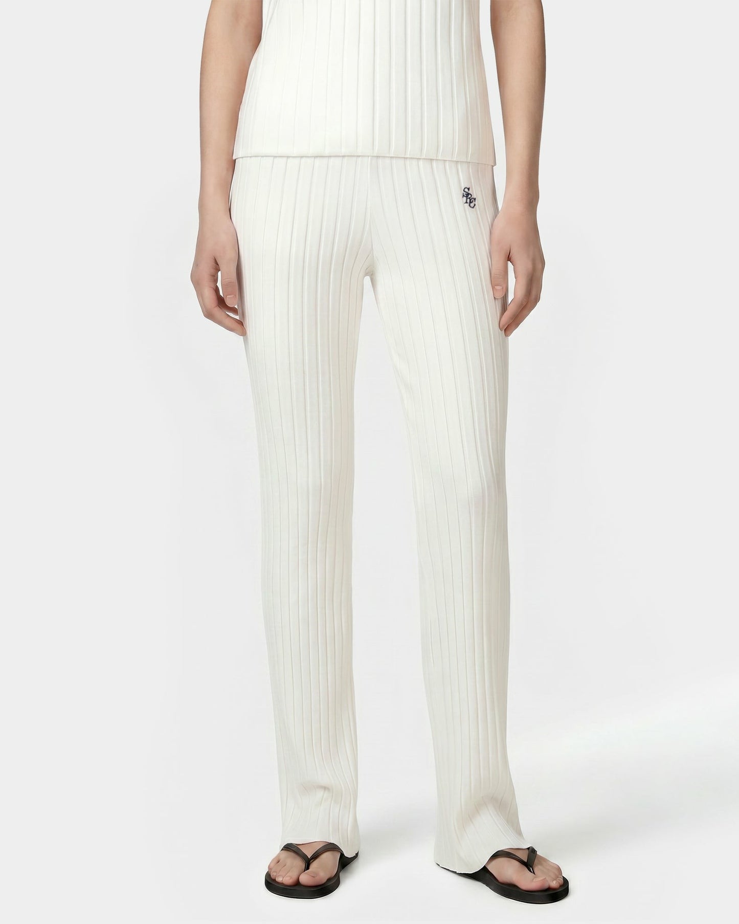 SRC Ribbed Trousers - Ecru/Navy