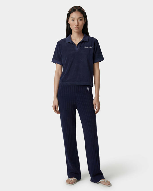 SRC Ribbed Trousers - Dark Navy/White