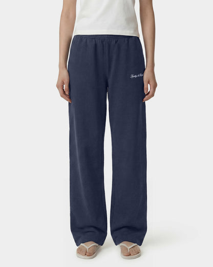 Signature Logo Embroidered Wide Sweatpant - Light Navy/White
