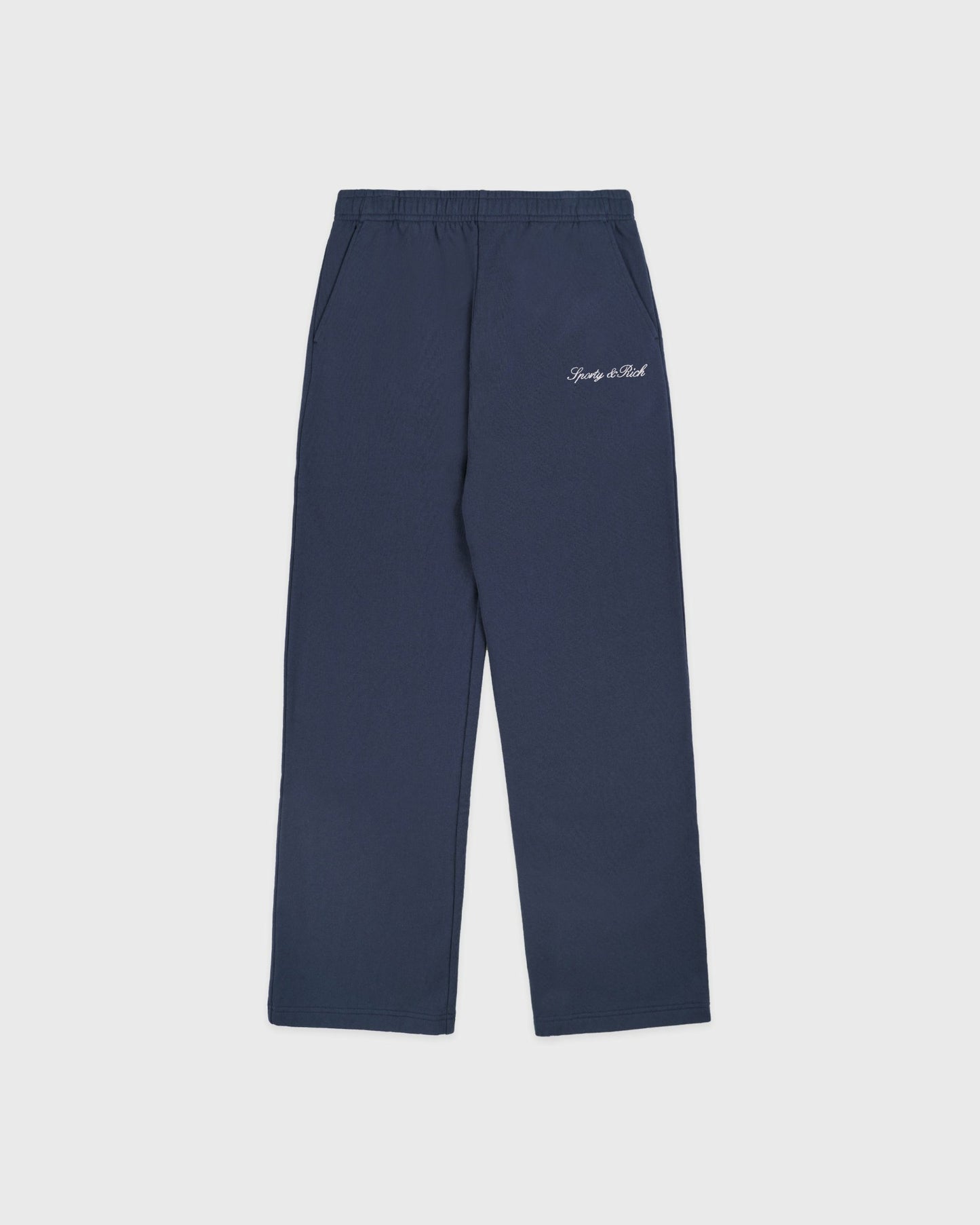 Signature Logo Embroidered Wide Sweatpant - Light Navy/White