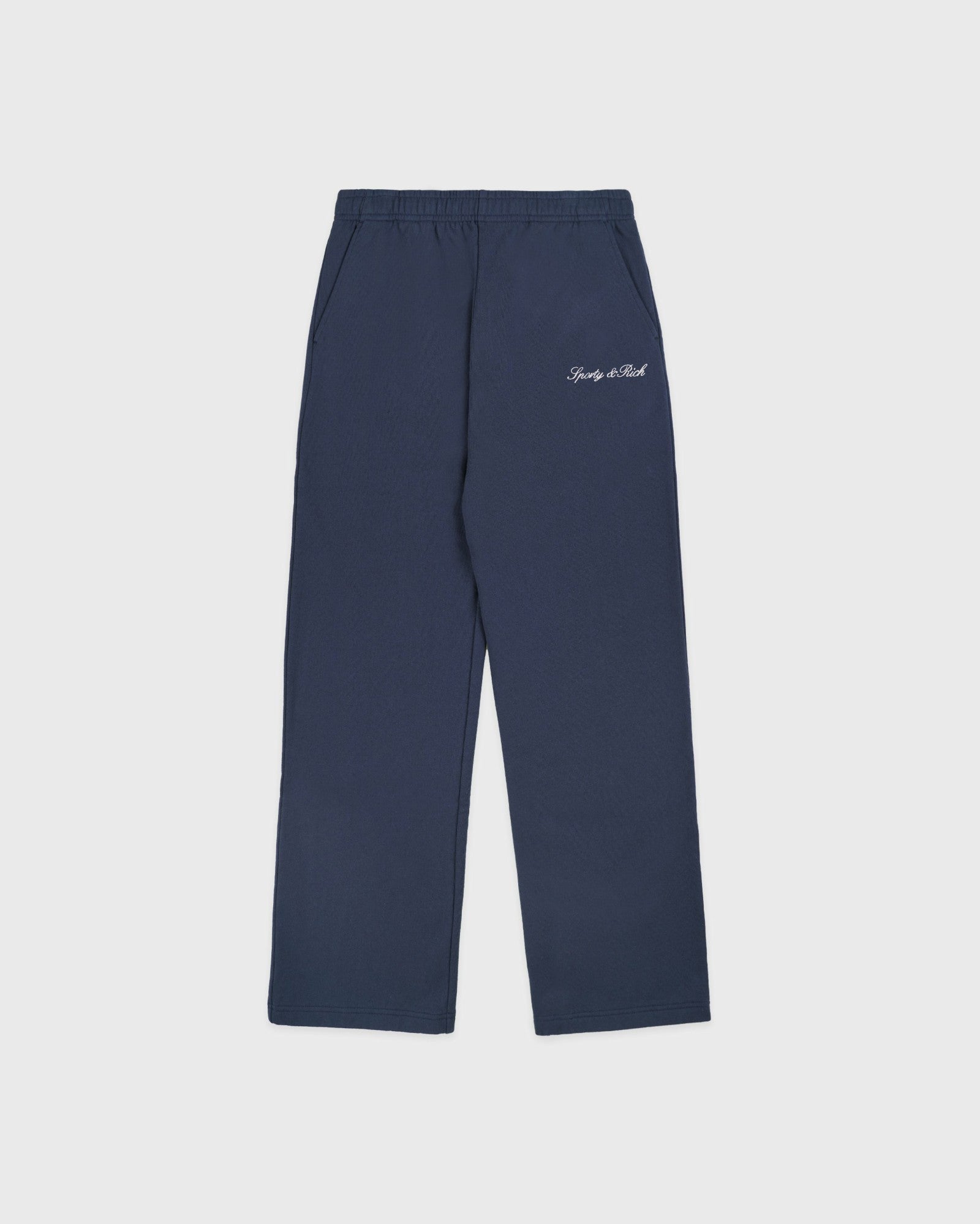 Signature Logo Embroidered Wide Sweatpant - Light Navy/White