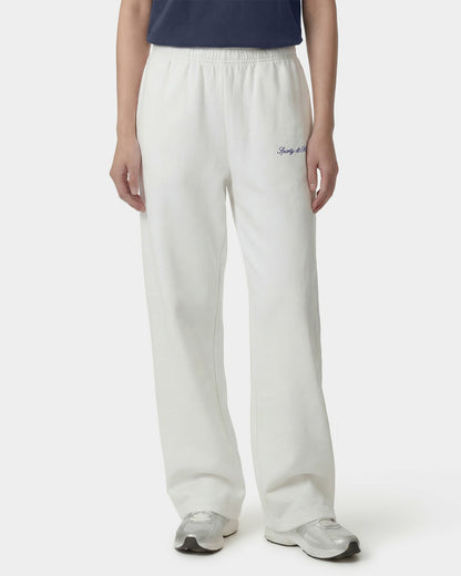 Signature Logo Embroidered Wide Sweatpant - White/Light Navy