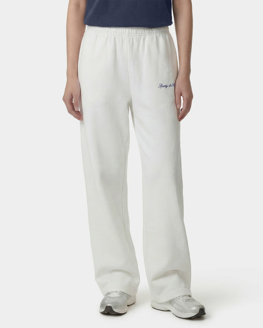 Signature Logo Embroidered Wide Sweatpant - White/Light Navy