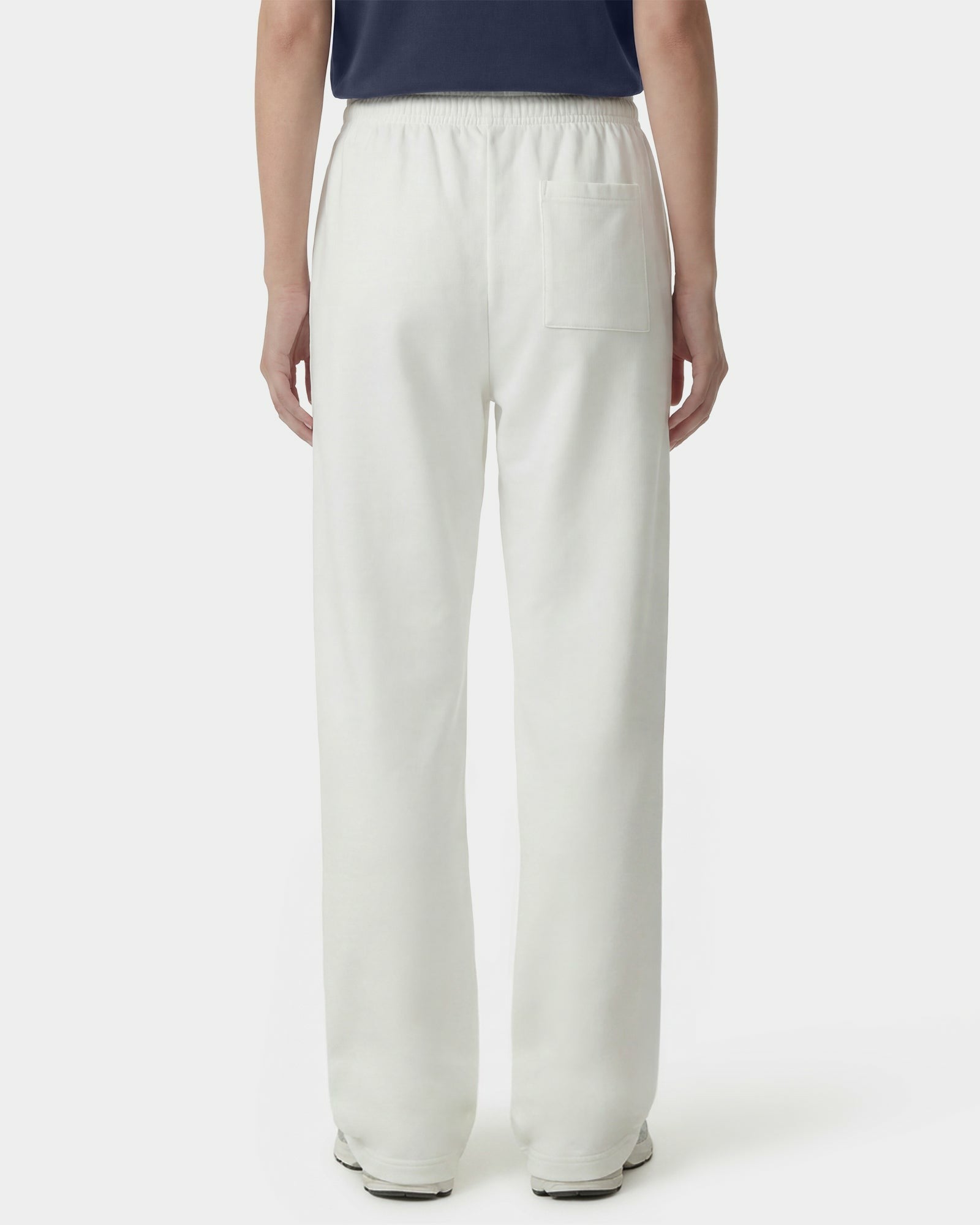 Signature Logo Embroidered Wide Sweatpant - White/Light Navy