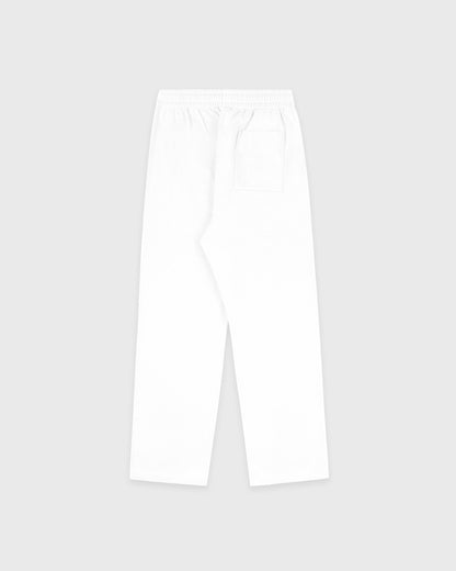 Signature Logo Embroidered Wide Sweatpant - White/Light Navy