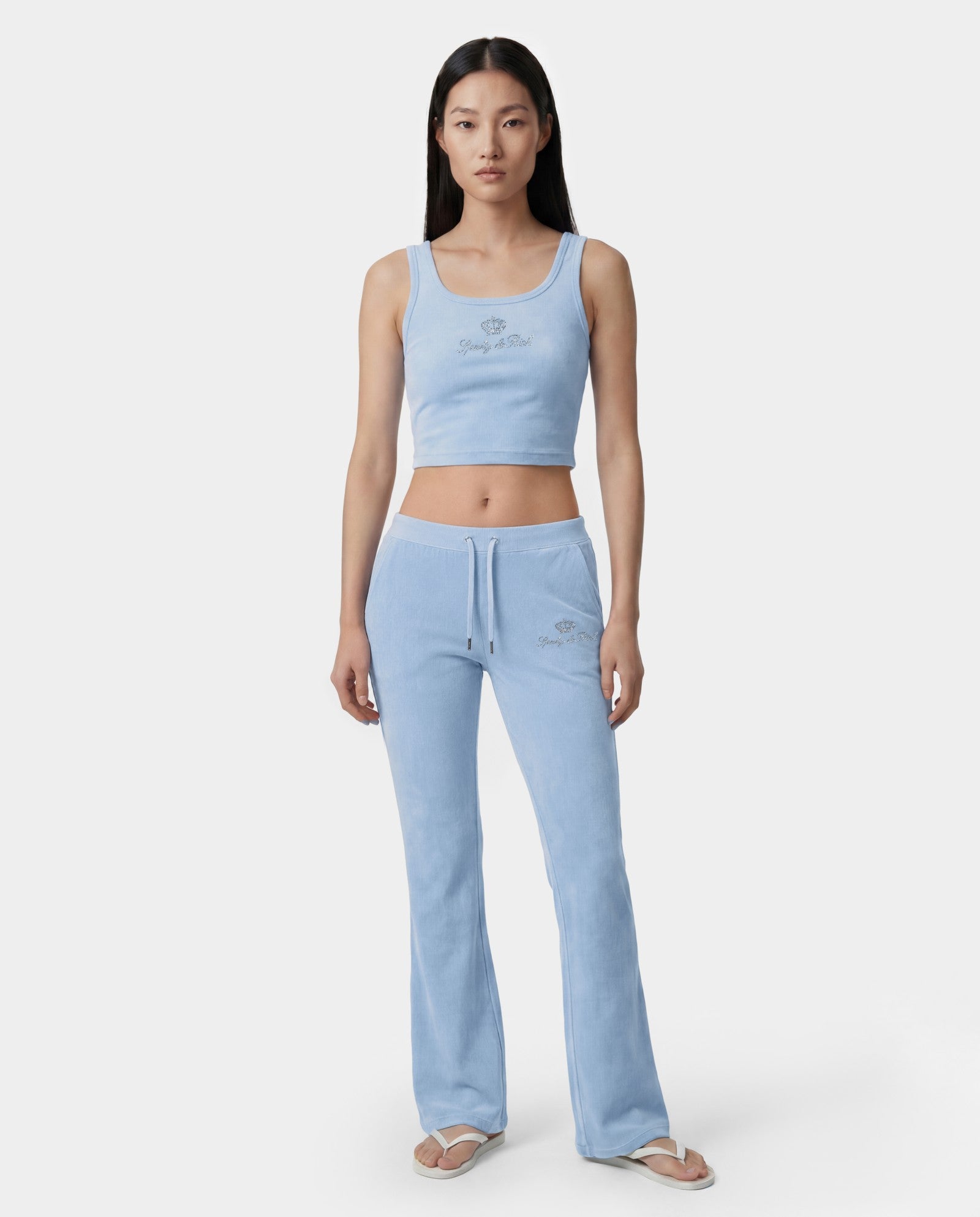 Juicy Script Velour Sweatpant - Sky Blue