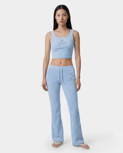 Juicy Script Velour Sweatpant - Sky Blue