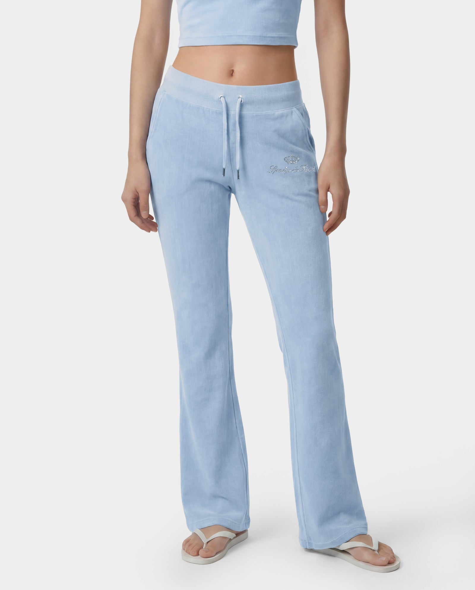 Juicy Script Velour Sweatpant - Sky Blue