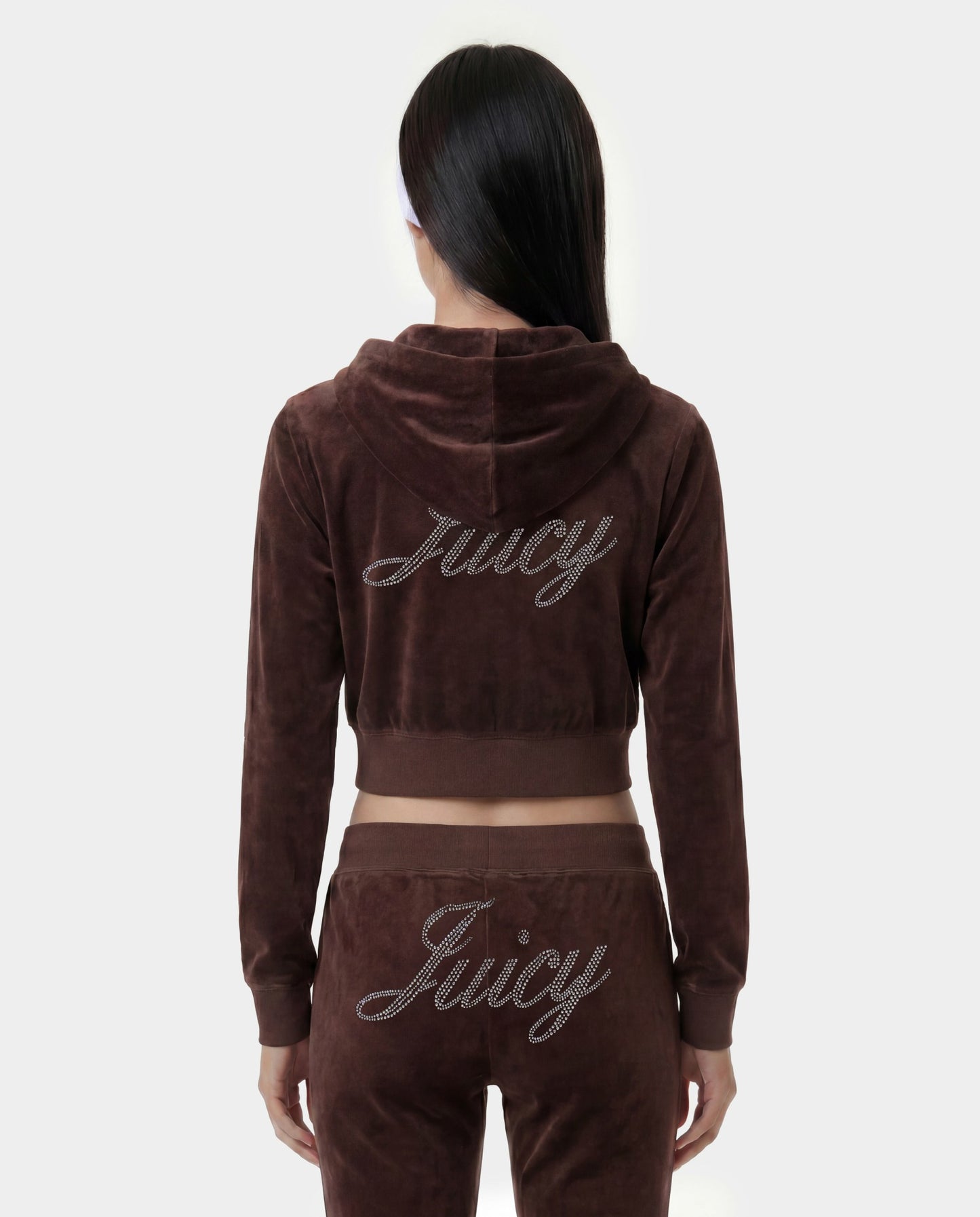 Juicy Script Velour Sweatpant - Chocolate