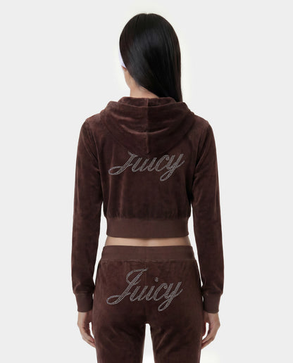 Juicy Script Velour Sweatpant - Chocolate
