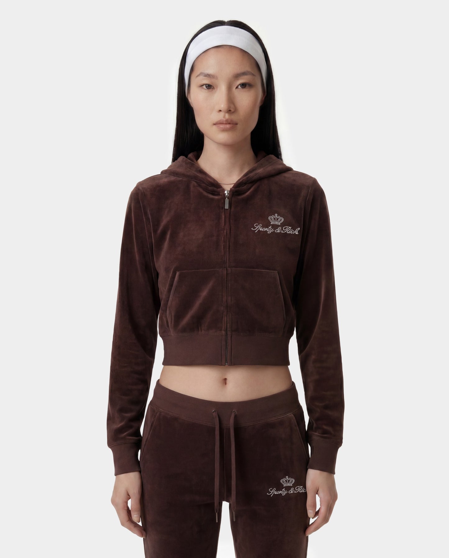 Juicy Script Velour Sweatpant - Chocolate