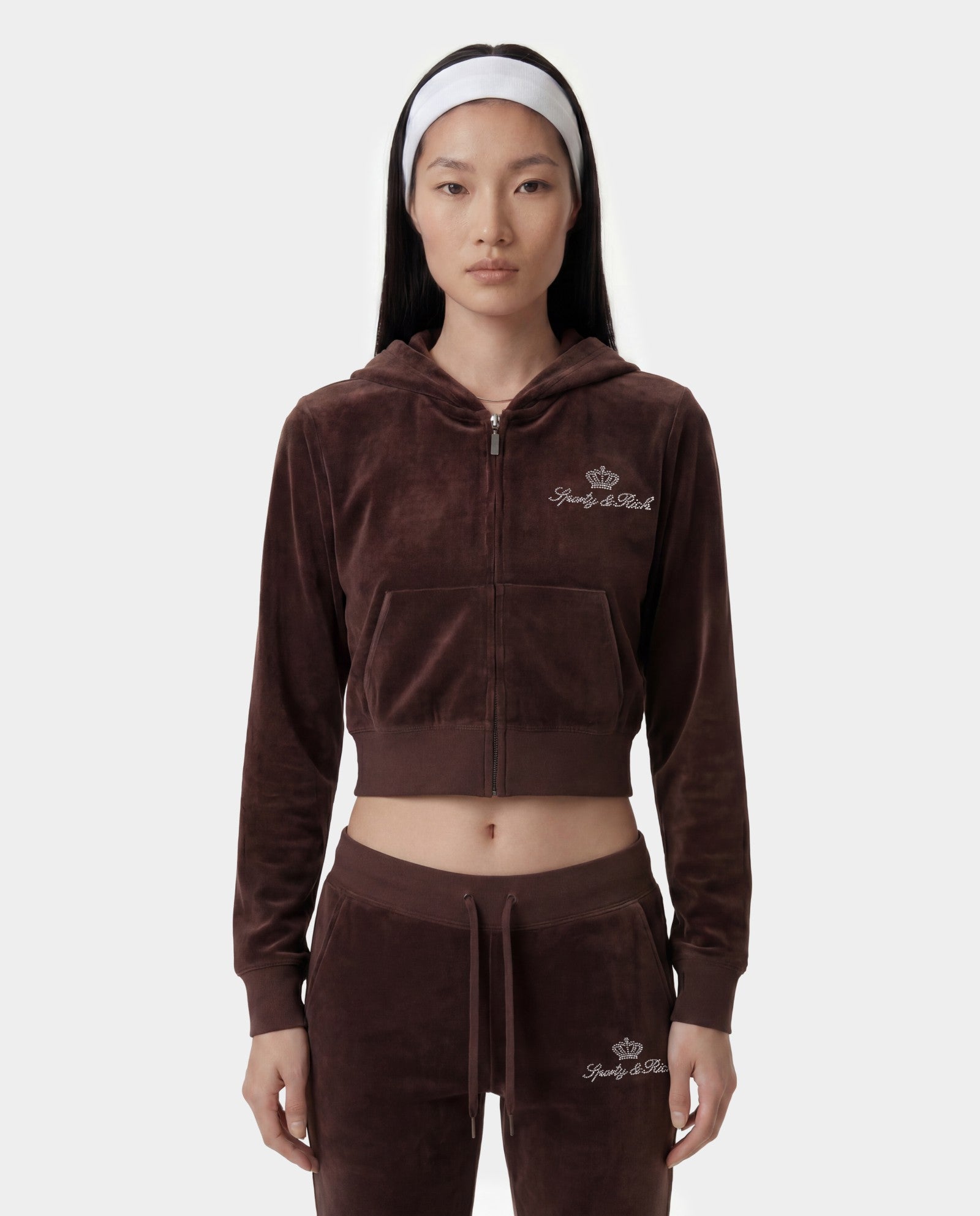 Juicy Script Velour Sweatpant - Chocolate