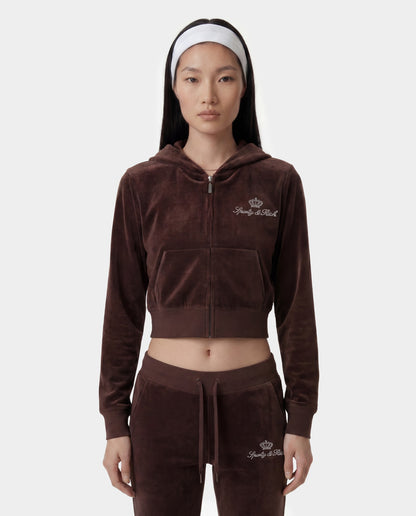 Juicy Script Velour Sweatpant - Chocolate