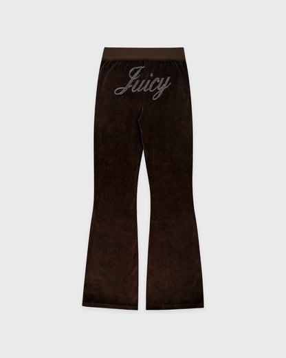 Juicy Script Velour Sweatpant - Chocolate