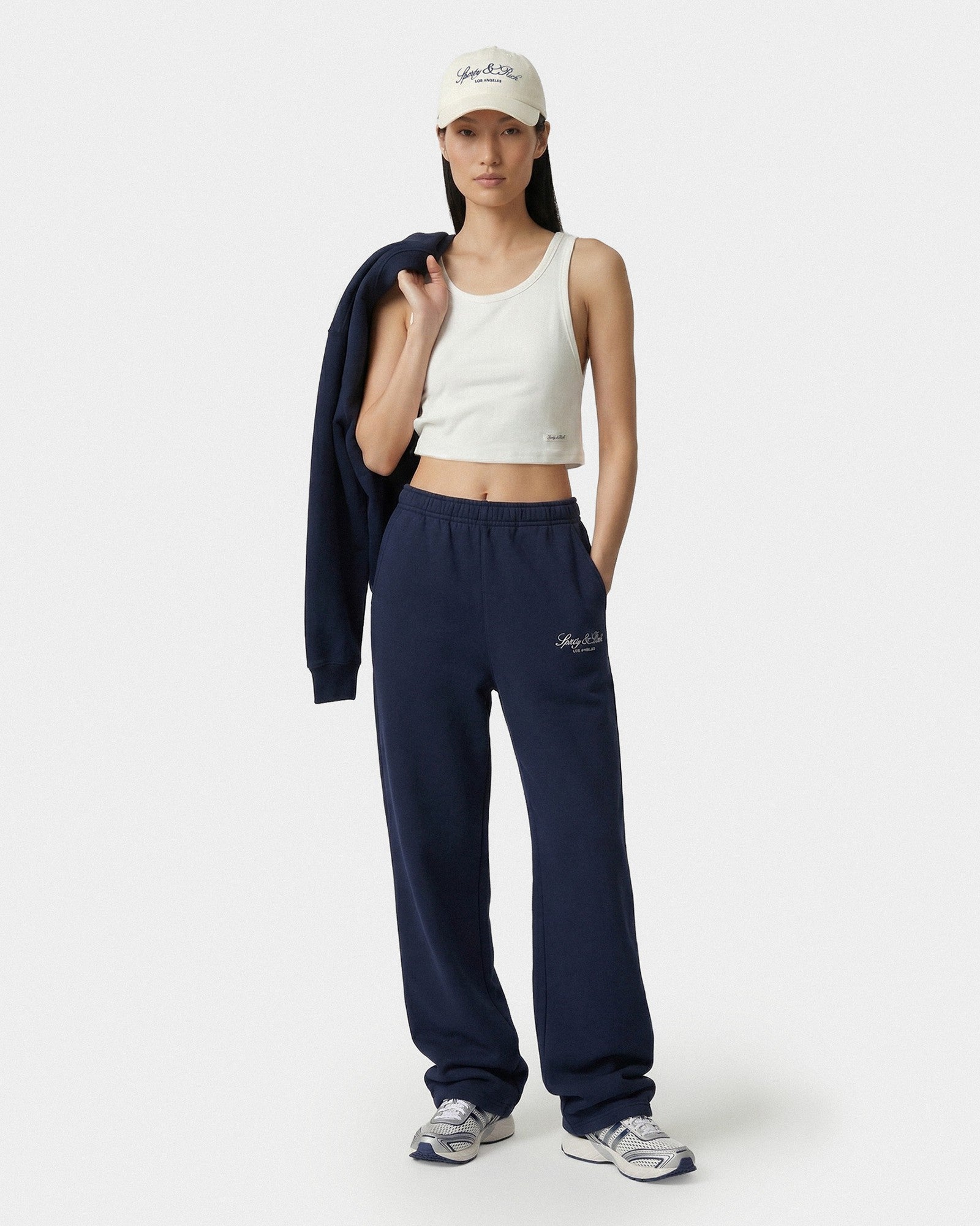 Vendome LA Embroidered Wide Sweatpant - Navy/White