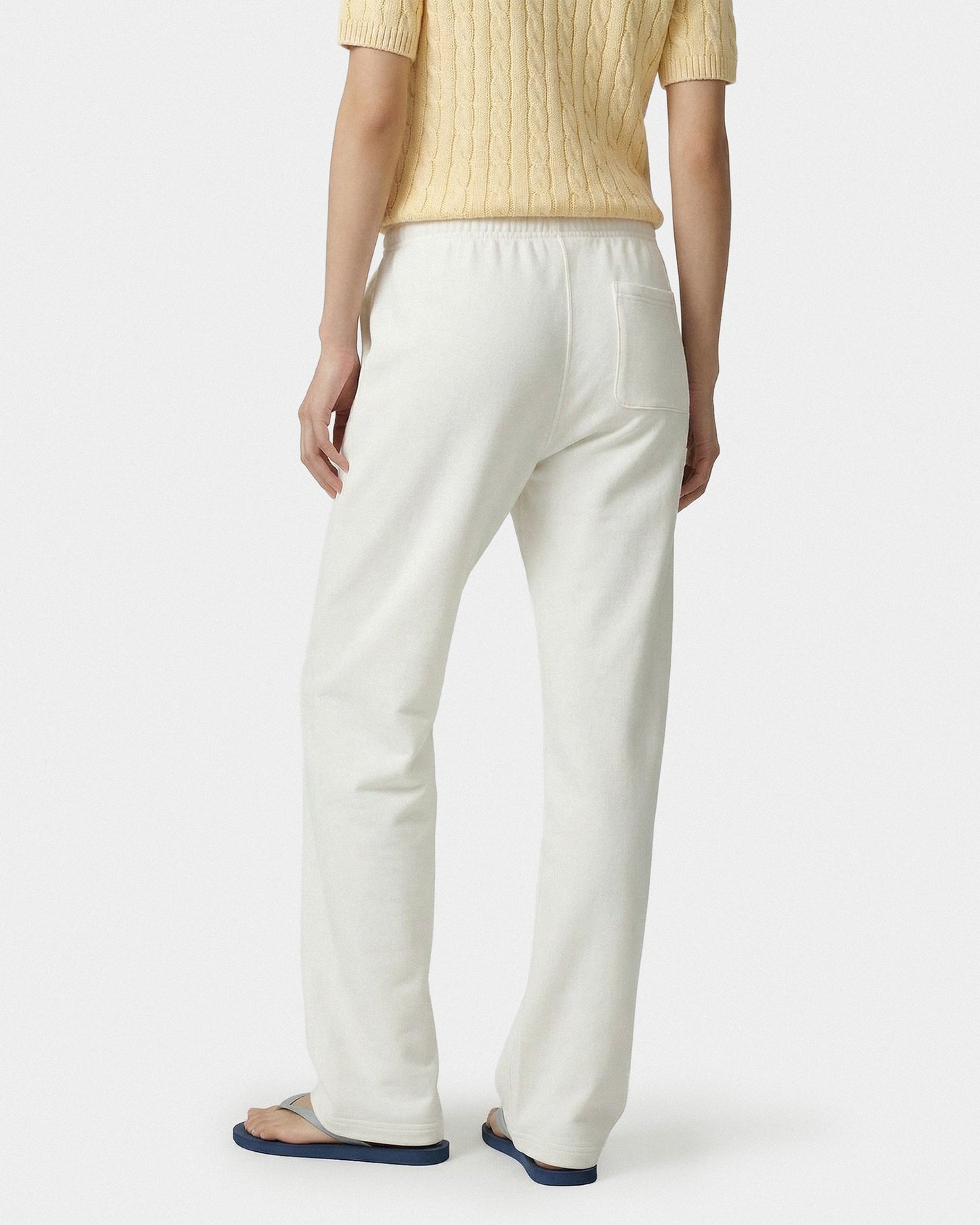 Vendome LA Embroidered Wide Sweatpant - Ecru/Navy