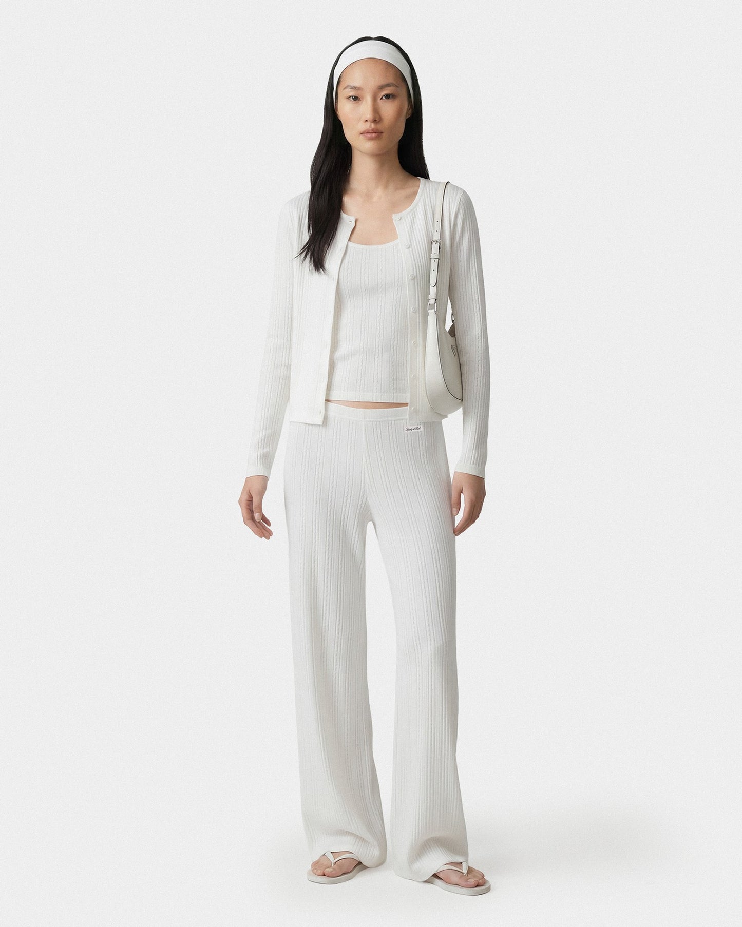 Signature Logo Pointelle Trousers - White