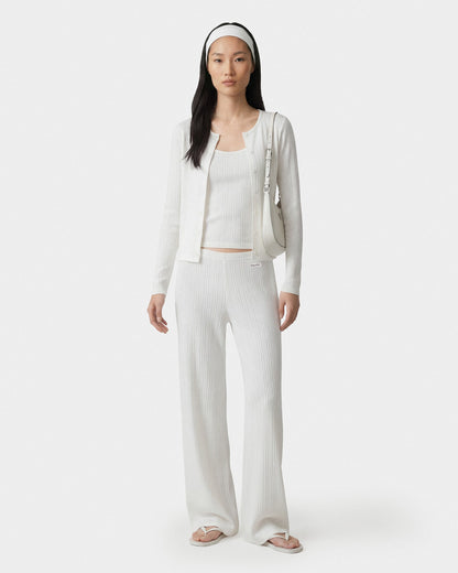 Signature Logo Pointelle Trousers - White