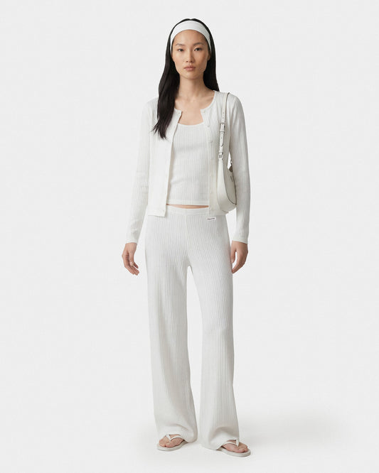 Signature Logo Pointelle Trousers - White