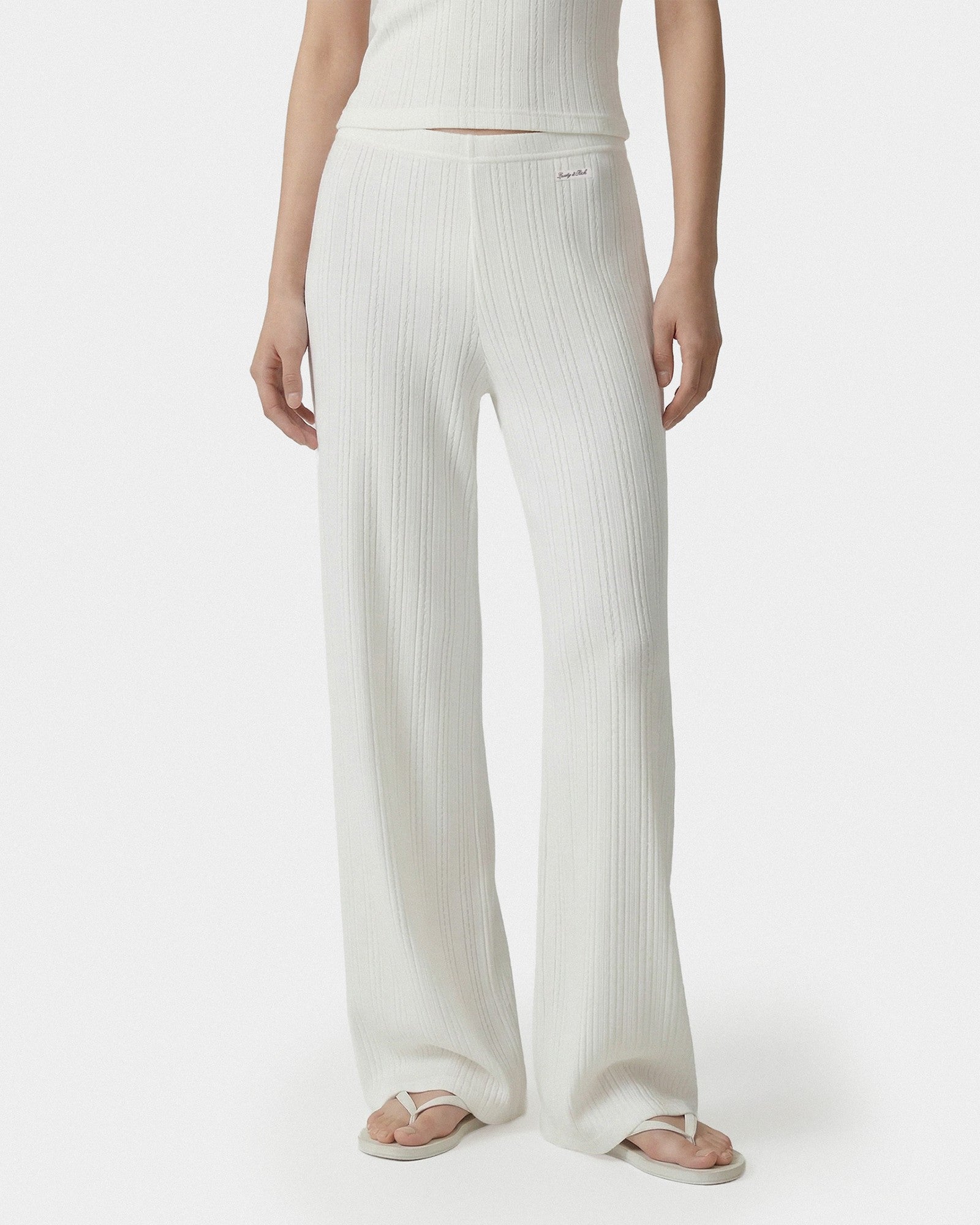 Signature Logo Pointelle Trousers - White