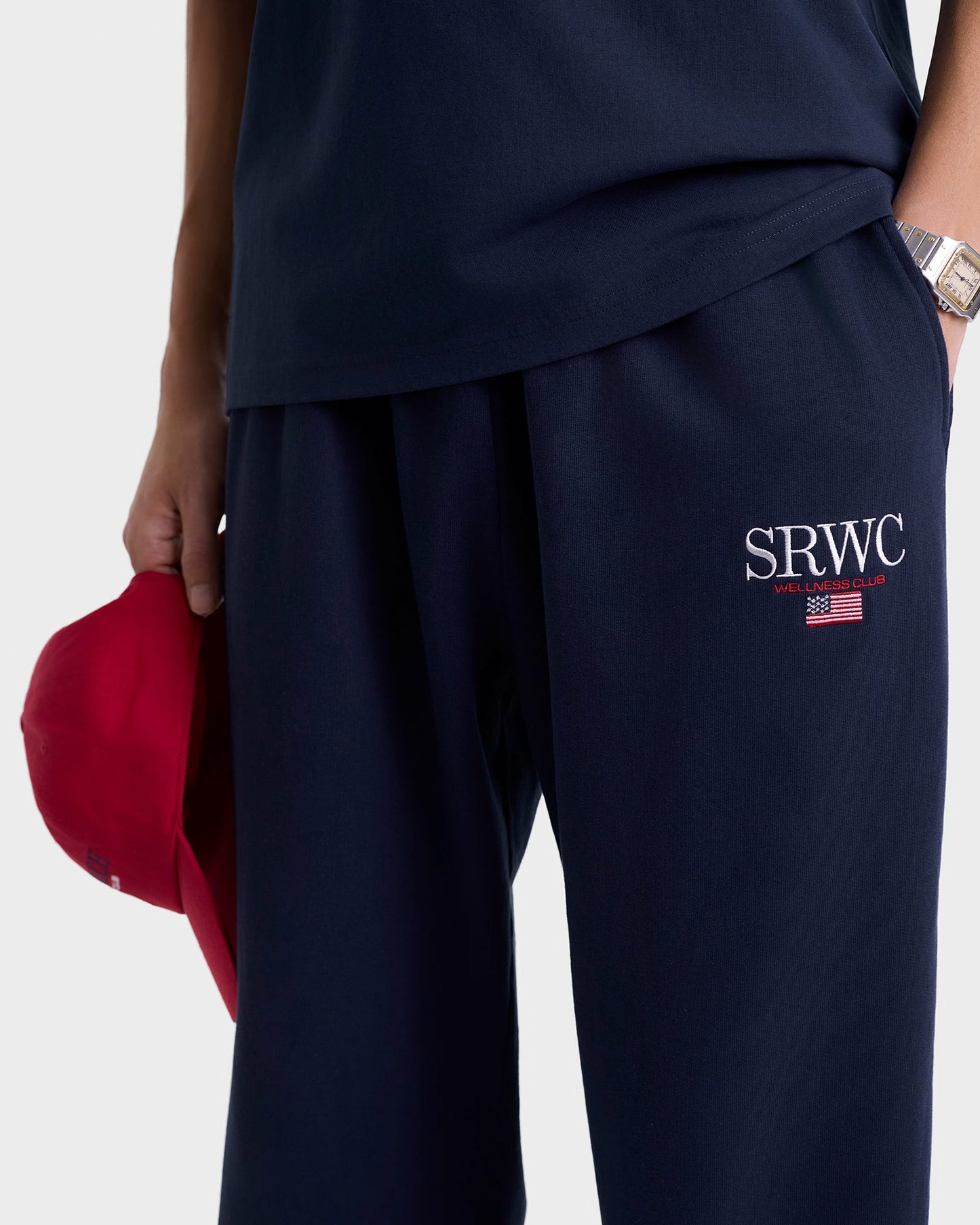 Nautical Embroidered Wide Sweatpant - Navy/White