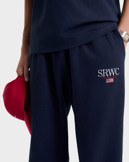 Nautical Embroidered Wide Sweatpant - Navy/White