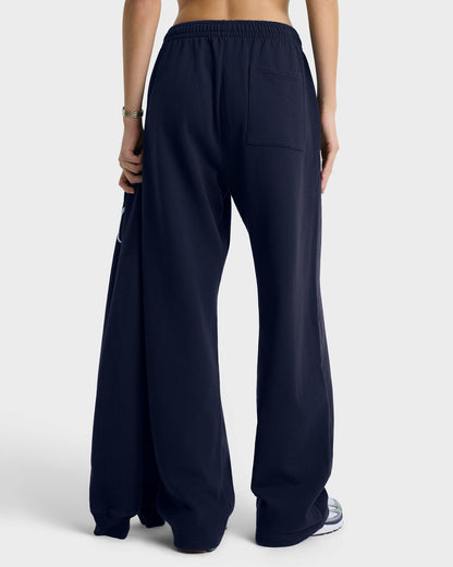 Nautical Embroidered Wide Sweatpant - Navy/White