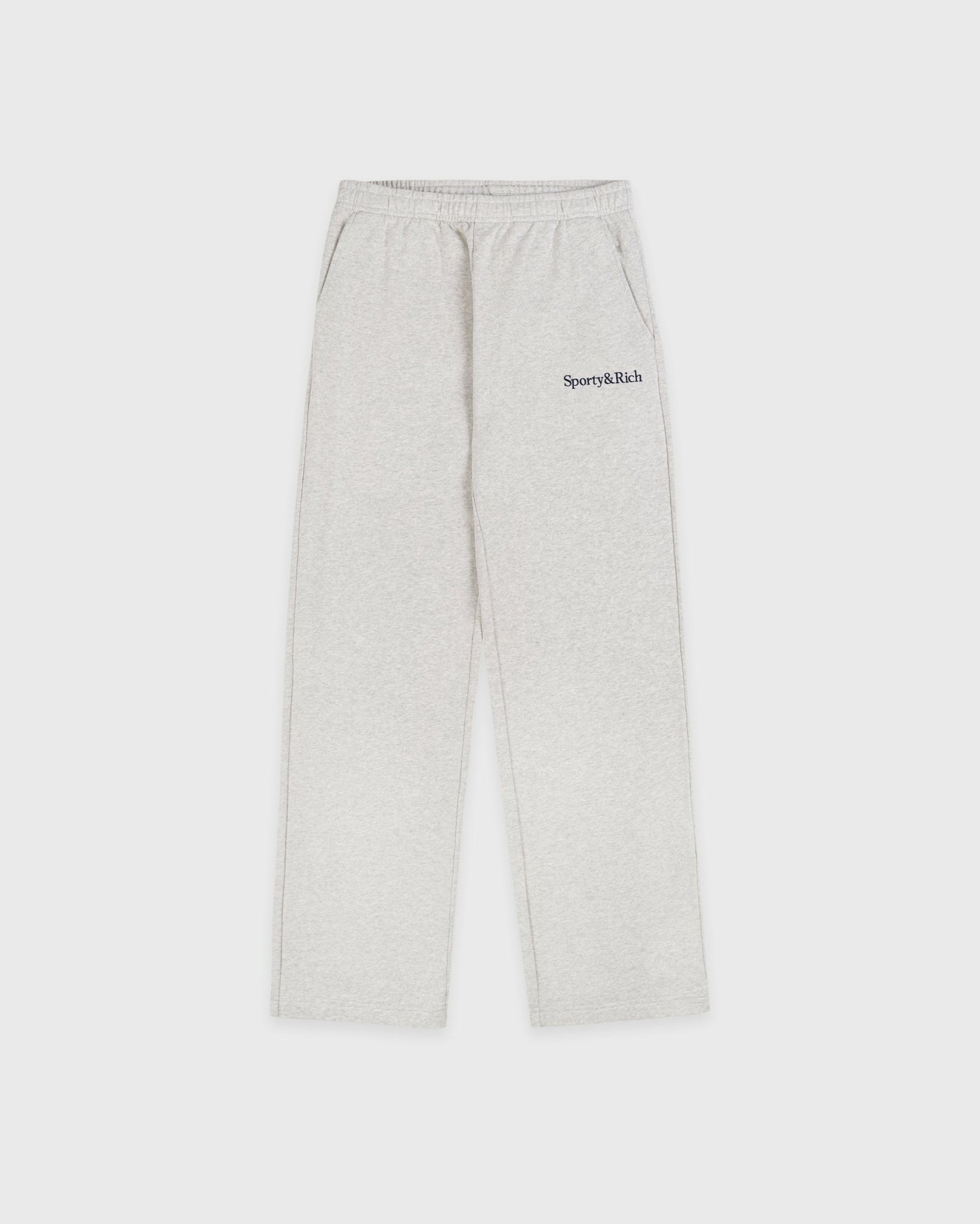 Serif Logo Embroidered Wide Sweatpant - Heather Gray