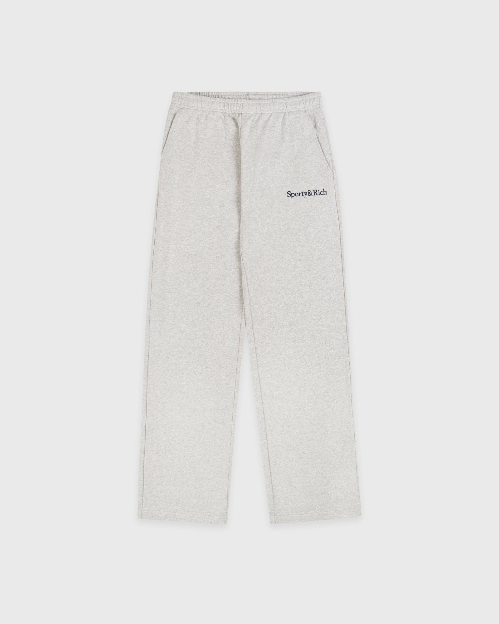 Serif Logo Embroidered Wide Sweatpant - Heather Gray