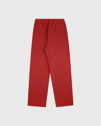 Serif Logo Embroidered Wide Sweatpant - Faded Merlot/White