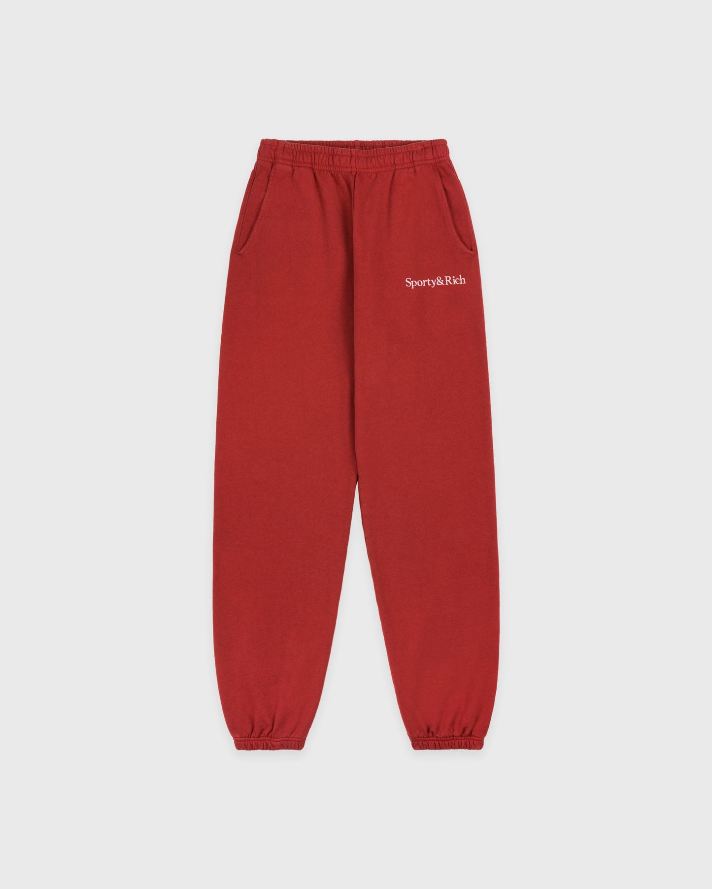Serif Logo Embroidered Sweatpant - Faded Merlot/White