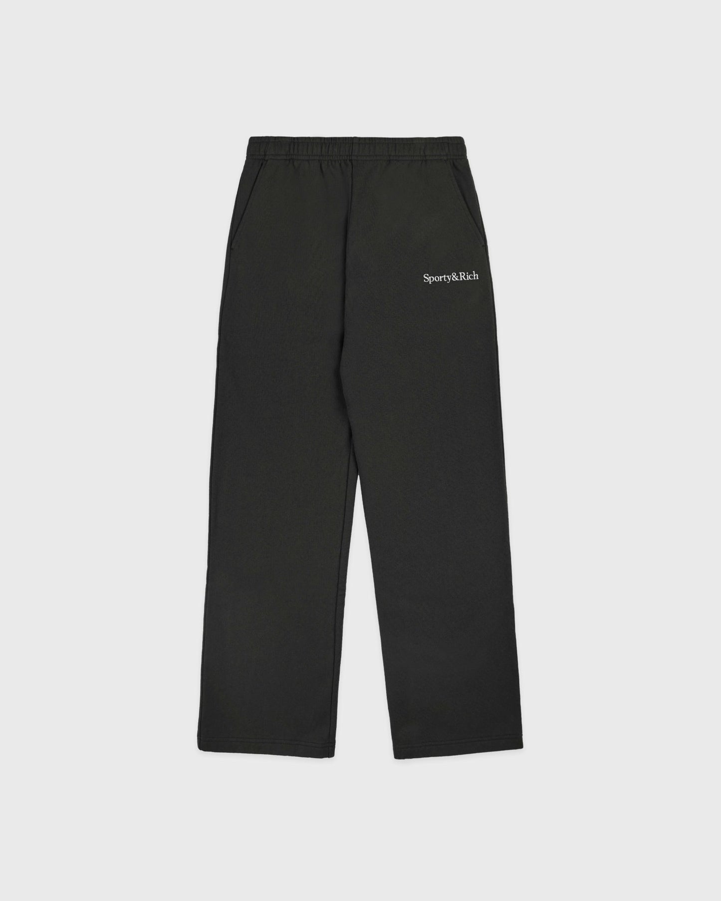 Serif Logo Embroidered Wide Sweatpant - Faded Black/White