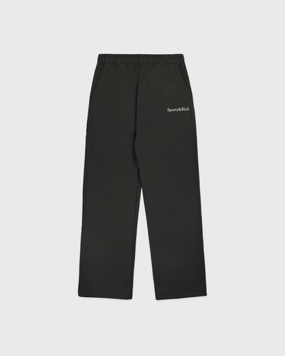Serif Logo Embroidered Wide Sweatpant - Faded Black/White